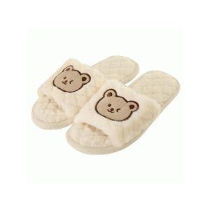 [솔브] 정상   실내화 거실화 포근한 소재 곰돌이 자수 슬리퍼 SAC8100 A_P331762579