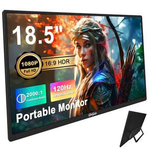 TPSMTDIS 18.5인치 휴대용 모니터, 노트북 모니터 120HZ 여행용 게임 400니트 HDR FHD 플러그 앤 플레이 듀얼 스피커, PC, 태블릿, 맥, 스위치, 엑스박스 호환용, PS3 /4 /5