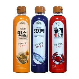 웰크리 맛더한 3호 참치액 맛술 홍게간장 500ml 각 1개씩 합 3개  