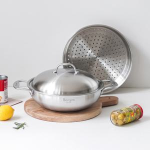 [롯데백화점]퀸센스 한일스텐레스 베르겐 통5중스텐 인덕션 궁중 찜기 세트 28cm