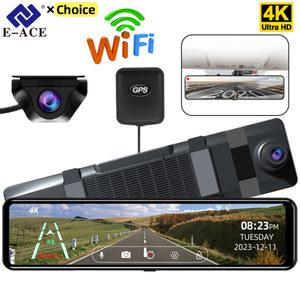 룸미러 블랙박스 소니 백미러 대시캠 24h 터치 나이트 비전 4K GPS 와이파이 12 인치 자동차 DVR 울트라 HD 3840x2160P