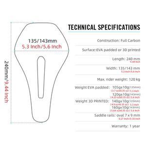 자전거 안정 RYET 3D 프린트 자전거    MT 자갈 로드 바이크 시트 부품 135mm 105g