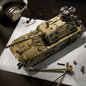 RC 레고 호환 남아용 군사 Panzer VIII Maus 빌딩 블록 조립 리모컨 탱크 벽돌 모델 장난감 생일 선물 3339