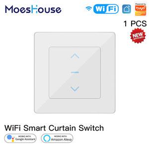 전동 커튼 MoesHouse WiFi 스마트 스위치 터치 롤러 블라인드용 Tuya Smart Life 앱과 함께 작동합니다 Alexa Google