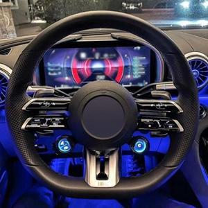 메르세데스-벤츠 AMG GT   E S 클래스용 알칸타라 핸들 커버, 리얼 가죽 블랙 스레드 자동차 액세서리