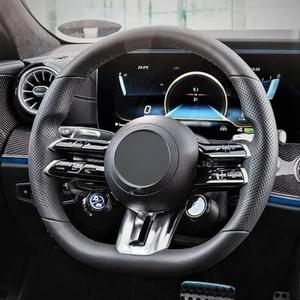 알칸타라 핸들 커버, 메르세데스 벤츠 AMG GT   E S 리얼 가죽 블랙 스레드 자동차 액세서리