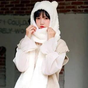머플러 방한 후드넥워머 귀여운 귀도리 동물모자 여자-WFH784L