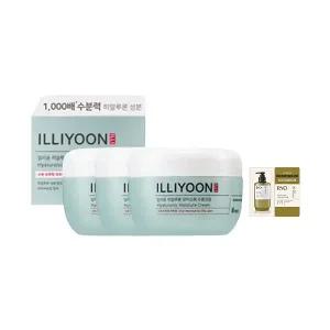 일리윤 히알루론모이스춰 수분크림 100ml, 3개 + 증정(려 루트젠 샴푸 여성 6ml, 1개)