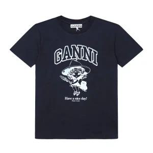 [가니]GANNI T4138 252 마녀 로고 프린트 여성 반팔티