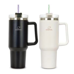 코스모스 보온보냉 대용량 아이스 빨대 스텐 더큰 텀블러 1200ml