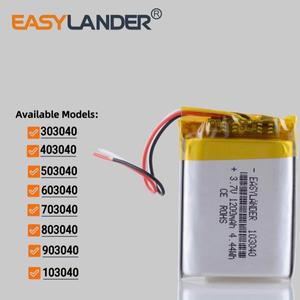 3.7V 1200mAh 103040 3선 충전식 리튬 이온 폴리머 배터리