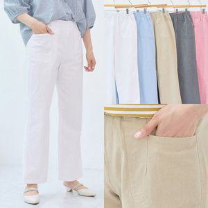 마미소 썸머 면 일자 통 바지 국내생산 여름 흰바지 99 엄마 할머니 빅사이즈 40 60 마담 중년 여성 옷