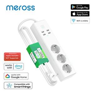 투야 스마트봇Meross 와이파이 스마트 소켓 멀티탭 서지 보호대 EU 콘센트 익스텐션 USB 포트 고속 충전기