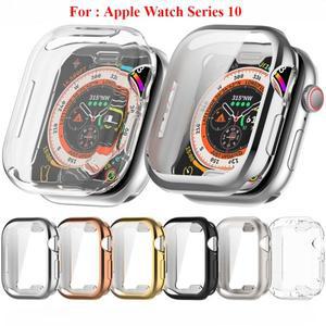 Apple Watch Series 10용 TPU 케이스 스마트 밴드 풀 커버 화면 보호기(클리닝 코튼 안티 스크래치 필름 범