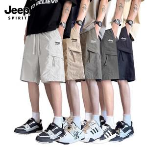 지프 JEEP SPIRIT 남녀공용 아이스 실크 카고 반바지 루즈핏 미디엄 팬츠 JPDK701