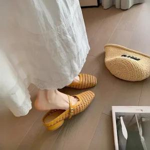모제르 스퀘어 썸머 슬링백 샌들 라탄
