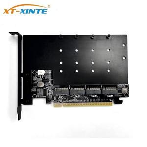 R34A PCI-E 5.0 X16 - 4포트 M.2 NVMe 확장 카드 SSD 128Gbps Gen 5 4디스크 분할 어댑터