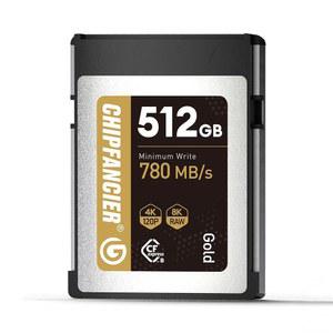 칩팬시 CFpress 2 0 타입 B 512GB 메모리 카드 최대 1750MB/s 읽기 1420MB/s 사진작가용 D5/D6/Z7/Z9 EOS DJ와 호환되는 라이트-로우 8K 비디오 녹화 골드