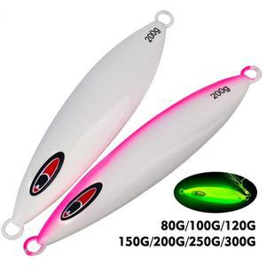 1PCS 금속 낚시 미끼 80-100-120-150-200-250-300g 라이트나는 지그 Swimbait 인공 Wobbler 글로우 커버 느