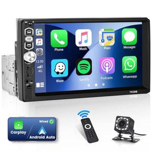 7인치 카플레이 싱글 딘 터치스크린 링크 리모컨 안드로이드 SD EQ 오토카 USB 카메라 FM 1DIN 백라이트 포함 라디오: 블루투스 라디오 플레이어+백업 전화 자동차 TF AUX 슬롯 5.1 SWC