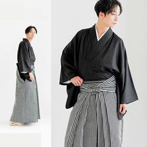 검도복세트 남성 의상 하의 시합용 연습용 바지 기모노 No. 1 블랙  줄무늬 S