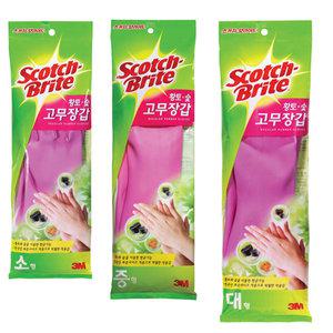 3M 스카치브라이트 황토숯 고무장갑 중