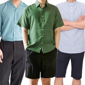 빅클로 남자 빅사이즈 셔츠 남방 2XL 3XL 4XL 110 120 130 체크 반팔 7부 청 셔츠 무지 여름