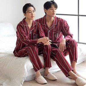 [메이플라워]자체제작 커플 순면 긴팔 빅사이즈 잠옷 홈웨어 세트
