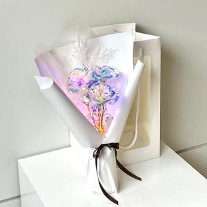 [미다운플라워] 비누꽃 장미 미니 꽃다발 LED 쇼핑백