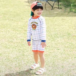 BAY-B 유아 아동 남아 라인보이 래쉬가드+수영모 세트