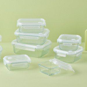 네오플램 웨이브락 내열유리 밀폐용기 V(스팀홀) 보관 7종세트