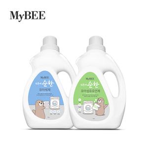 마이비 피부에순한 유아세제 용기(1500ml)X3개+유연제 용기(1500ml)X3개