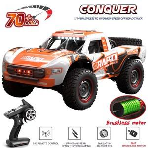오프로드 RC 카, LED 리모컨 , 브러시리스 모터, 고속 드리프트 몬스터 트럭 장난감, Q130 1:14, 4WD, 70 k