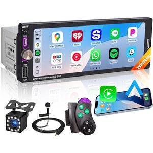 6.9인치 싱글 DIN 카 라디오(무선 오토, 포함) GPS FM 5.2, 백업 180W 터치스크린 IPS APPLE TYPE-C 라디오, 충전, 1280X480, USB, 블루투스 서브우퍼, CARPLAY, 내비게이션 고속 안드로이드 카메라, AM