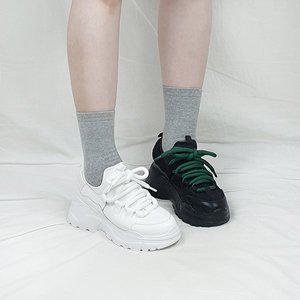 [디아]앙트 투컬러 통통끈 뒷밴딩 통굽 스탠딩 키높이 스니커즈 8cm