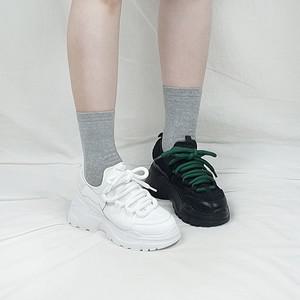 앙트 투컬러 통통끈 뒷밴딩 통굽 스탠딩 키높이 스니커즈 8cm