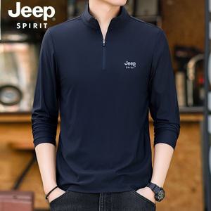 JEEP 지프 봄 가을 등산티셔츠 아웃도어 남자카라긴팔티 집업티