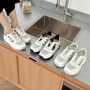 여름 소가죽 브리즈 통굽 키높이 샌들 스니커즈 6cm
