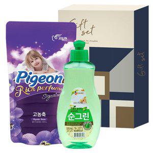 [기타]순그린 주방세제 용기 320ml + 피죤 리치 퍼퓸 섬유유연제 리필 300ml[110-205272]