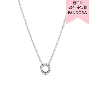 [백화점 보증서 제공] PANDORA 스파클링 허니콤 헥사곤 컬리얼 네크리스 _398787C01