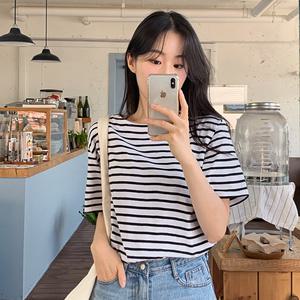 핫핑 포디먼 스트라이프 루즈핏 반팔티셔츠