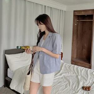 핫핑 바온 얇은 싱글 반팔자켓