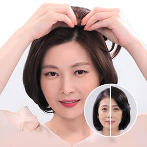 감쪽이 수제 100% 인모 부분가발 똑딱이 셀프 앞머리 부분 정수리가발