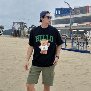커플반팔 여름 아이스 곰돌이 프린팅 오버핏 남자 반팔티