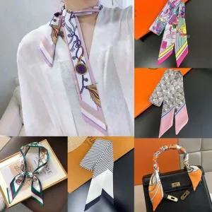 고급 소재 패턴 럭셔리한 미니 쁘띠 타이 실크 리본 반다나 가방끈 스카프