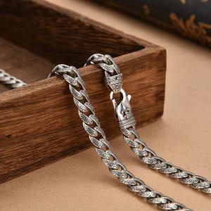 순은 S925 목걸이 줄 체인 남자 여자 공용 7mm 금강저 무늬 유화 수제