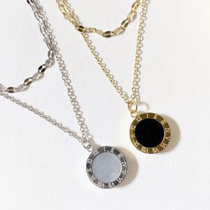 [써지컬스틸] 양면 로마 오닉스/자개 두줄 여리 체인 목걸이 (3color)