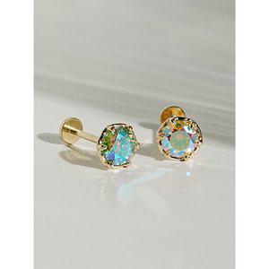 [미니멀피어싱][1.0mm/1.2mm]14K 인터널 모이사나이트 다이아 오로라 라블렛 피어싱