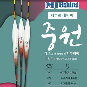 중원 300(0.77푼)/320(0.96푼)/340(1.06푼).고시인성 솔리드찌탑/초민감 초저부력 나노 중층내림찌.붕어/대물/하우스/양어장/유료낚시터