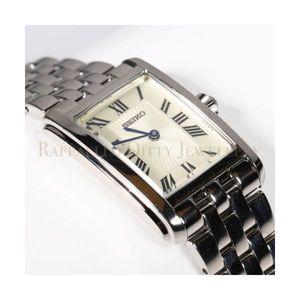 Seiko 세이코 여성용 시계 쿼츠 직사각형 화이트 다이얼 스테인리스 스틸 브레이슬릿 SWR083 SWR083P1
